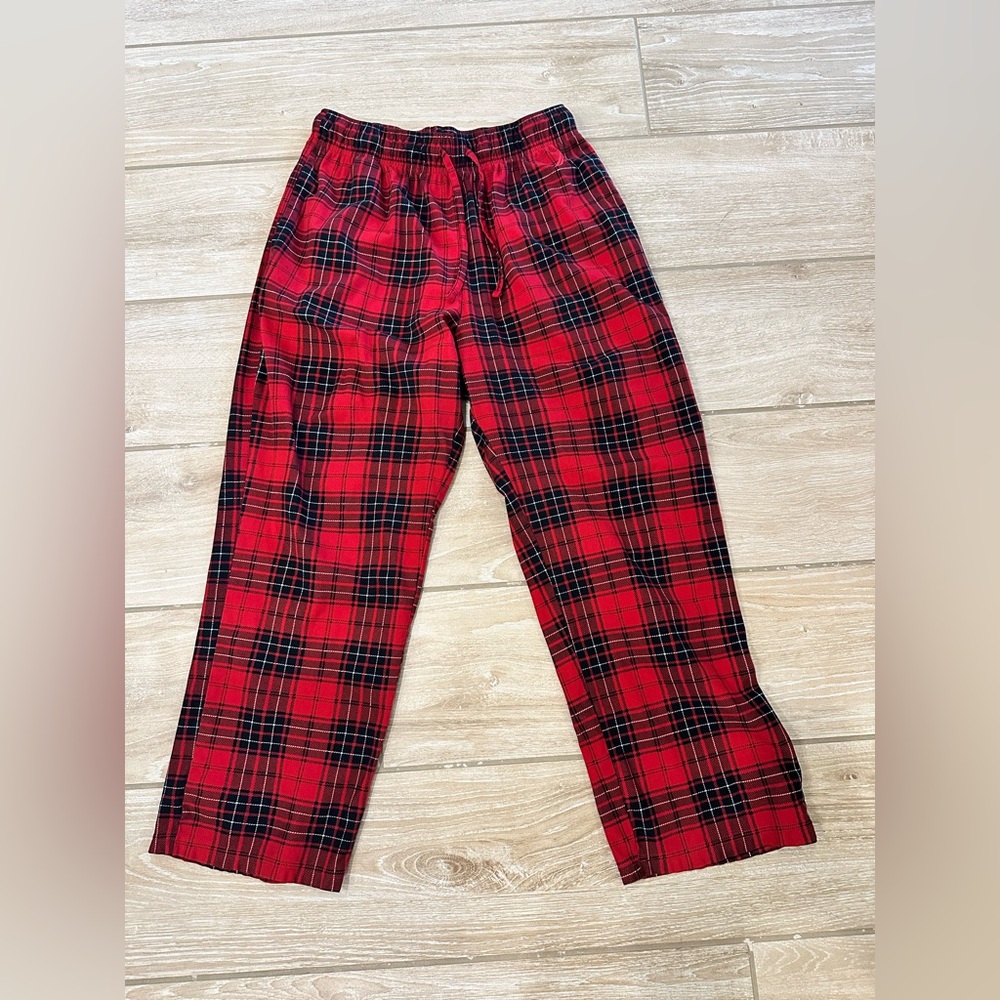 Nautica Red and Black Plaid Men's Joggers Pajama Pants with Pockets, M